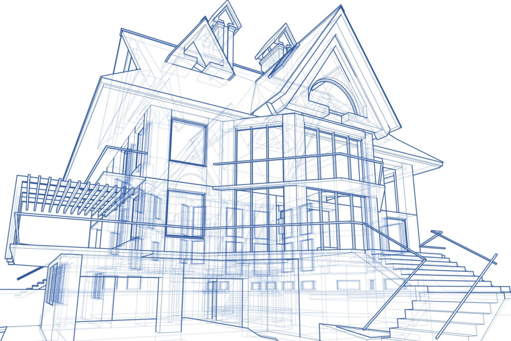 line drawing of a house structural plan